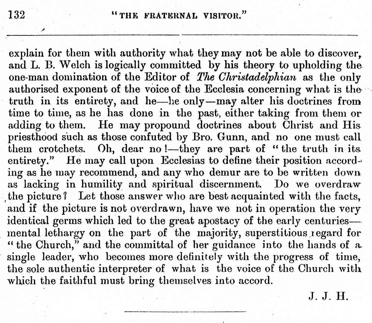 High Church Christadelphians, The Fraternal Visitor, May 1894, Page 132